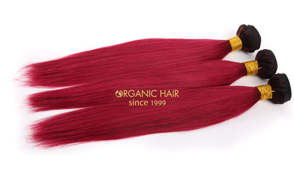 Cheap burg color straight human hair extensions